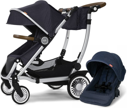 Austlen Entourage Double Stroller - Silver / Navy - ST-ENSE-NV