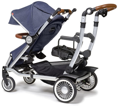 Austlen Entourage Stroller & Sit+Stand Jump Seat - Silver / Navy - ST-ENTS-NV-SA-STST-BK
