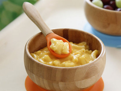 Avanchy Bamboo Stay Put Suction Baby Bowl + Spoon - Blue