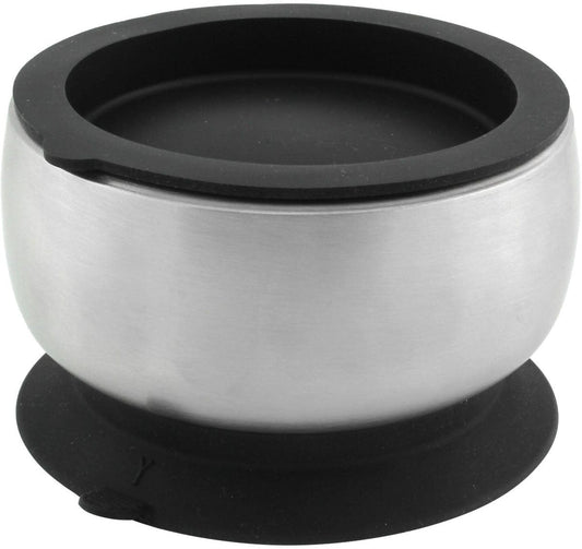 Avanchy Stainless Steel Suction Baby Bowl + Air Tight Lid - Black - BLKBBLS