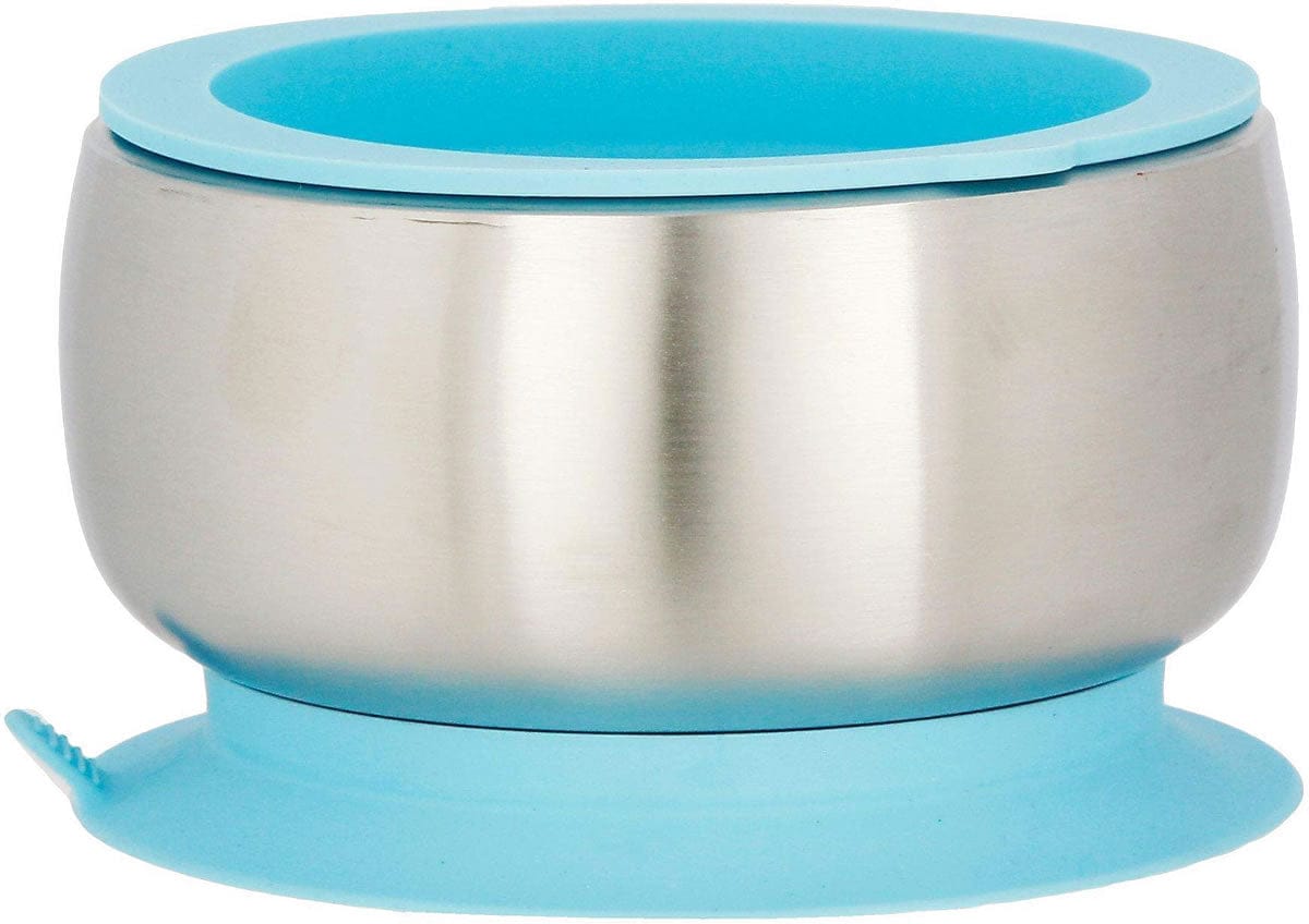 Avanchy Stainless Steel Suction Baby Bowl + Air Tight Lid - Blue