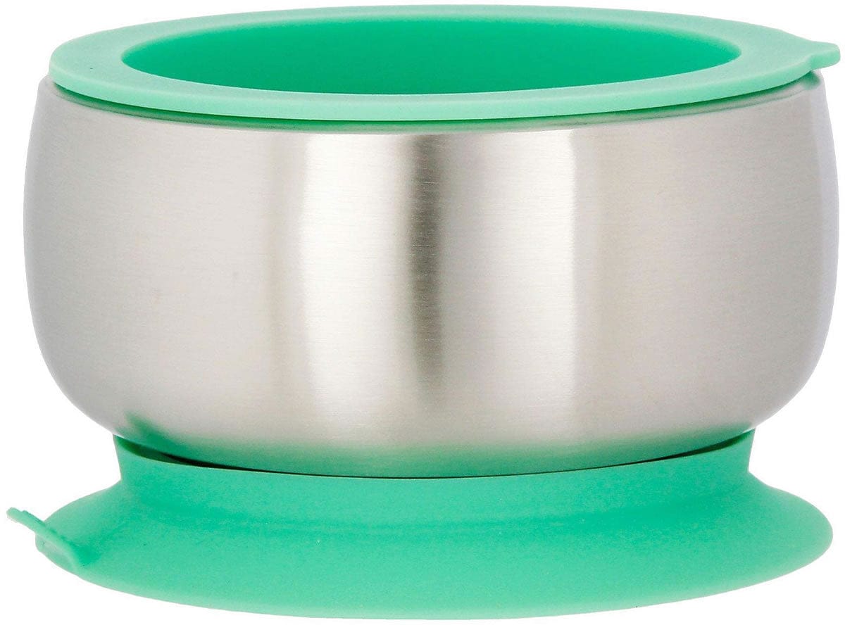 Avanchy Stainless Steel Suction Baby Bowl + Air Tight Lid - Green - GBBLS