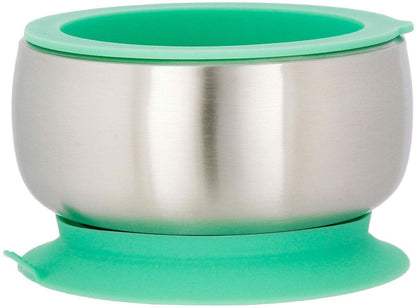 Avanchy Stainless Steel Suction Baby Bowl + Air Tight Lid - Green - GBBLS