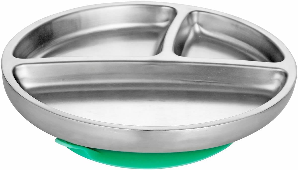 Avanchy Stainless Steel Suction Toddler Plate - Green