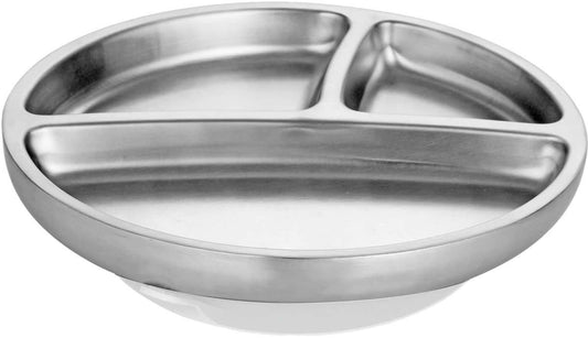 Avanchy Stainless Steel Suction Toddler Plate - White - SSTPLW