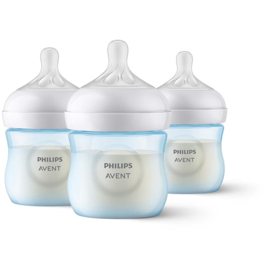 Avent Natural Baby Bottle With Natural Response Nipple, Blue, 4oz, 3pk - SCY900-23