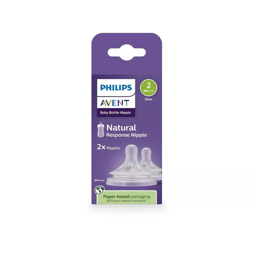 Avent Natural Response Nipples, Slow Flow (Flow 2), 2-pack - SCY962-02