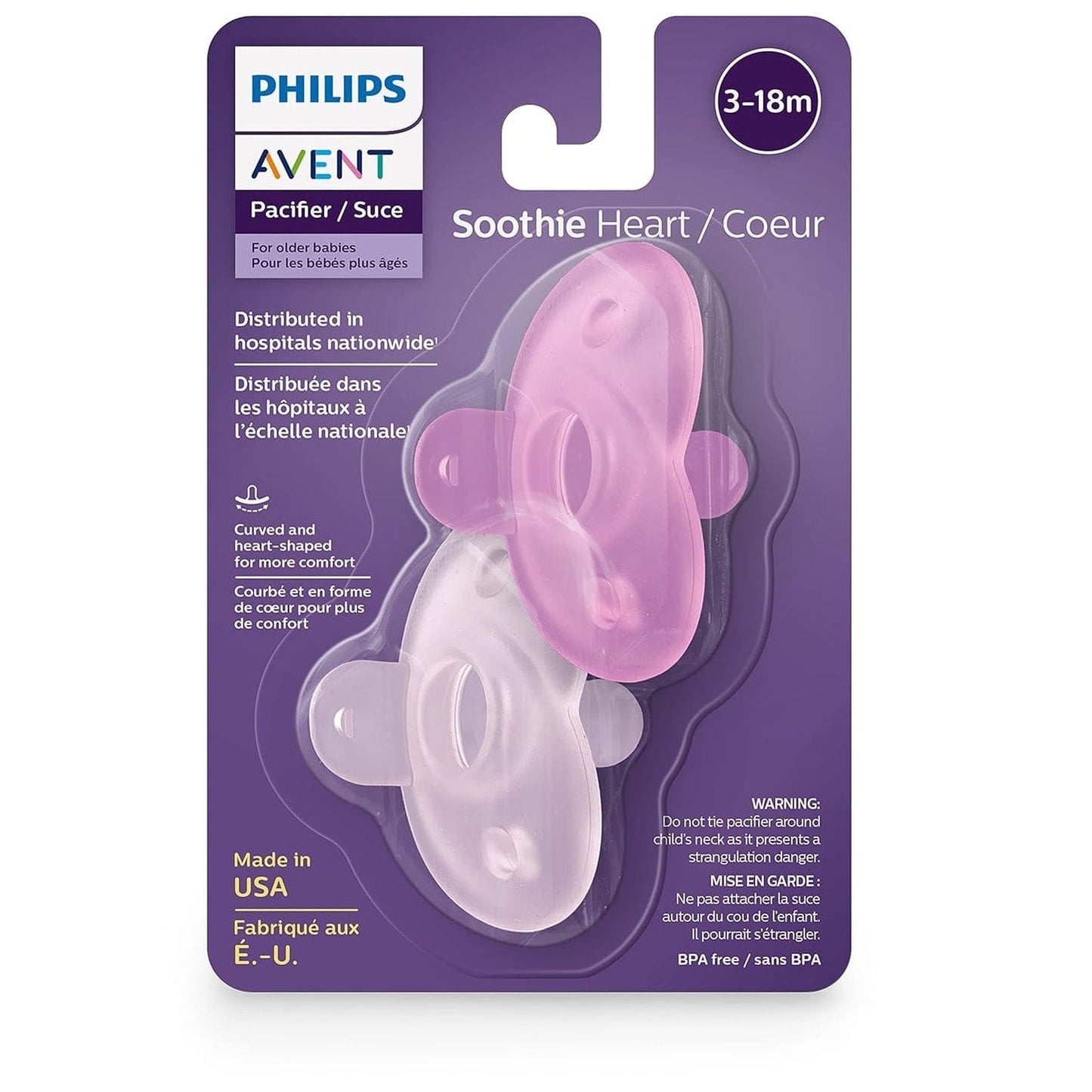 Avent Soothie Heart Pacifier 3-18m, Pink / Light Pink, 2 pack - SCF099-12