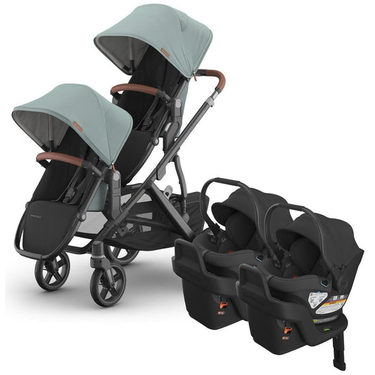UPPAbaby Vista V3 Twin Stroller with RumbleSeat V3 + Aria Travel System Bundle - Kenzi / Jake - TWIN-V3-TRVL-ARIA-0303-VSO-NA-KNZ