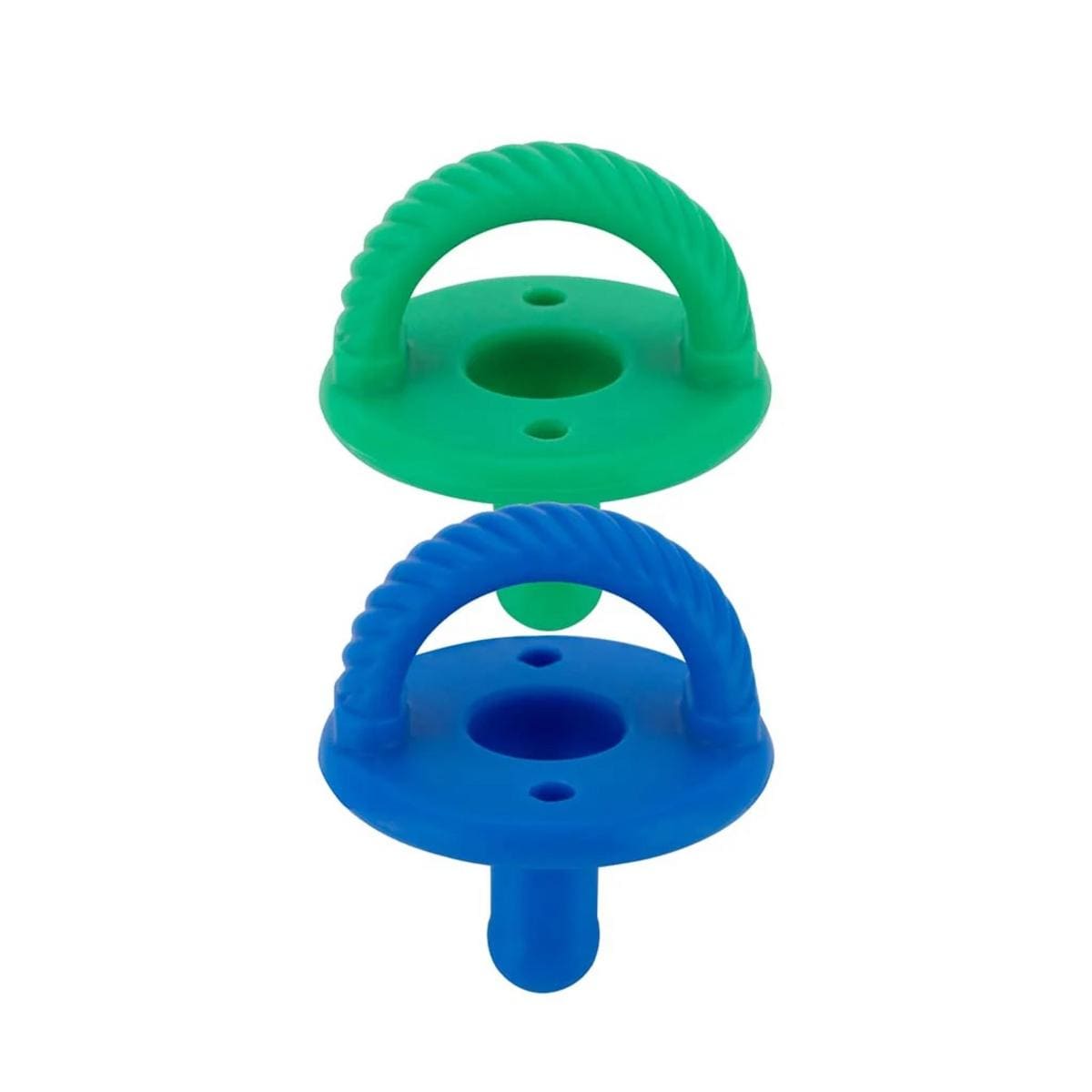 Itzy Ritzy Sweetie Soother 2-Pack Silicone Pacifiers - Hero Blue & Clover Cables (0-6 M) - PCFR8494