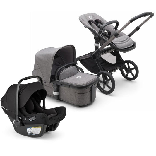 Bugaboo Fox 5 + Turtle Air Shield Travel System Bundle - Graphite / Grey Melange / Grey Melange / Black - 100051035-400016001-B