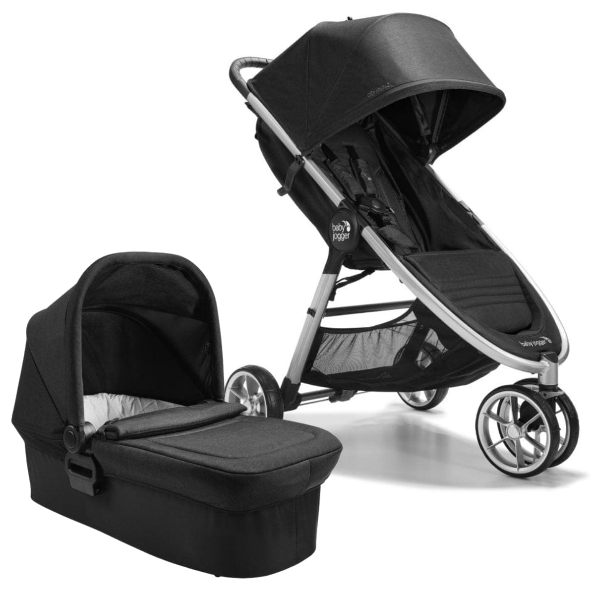 Baby Jogger City Mini 2 Single Stroller + Pram Bundle - Opulent Black - 2153357-2149771