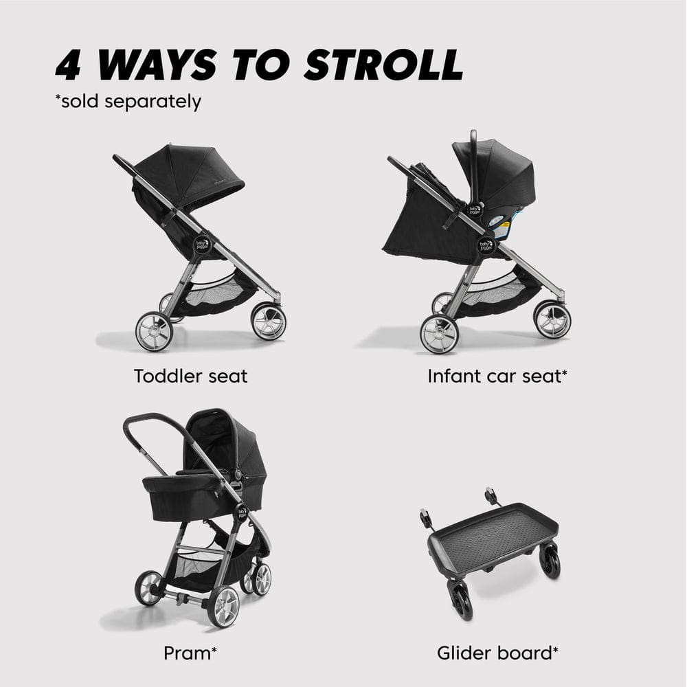 Baby Jogger City Mini 2 Single Stroller + Pram Bundle - Opulent Black - 2153357-2149771