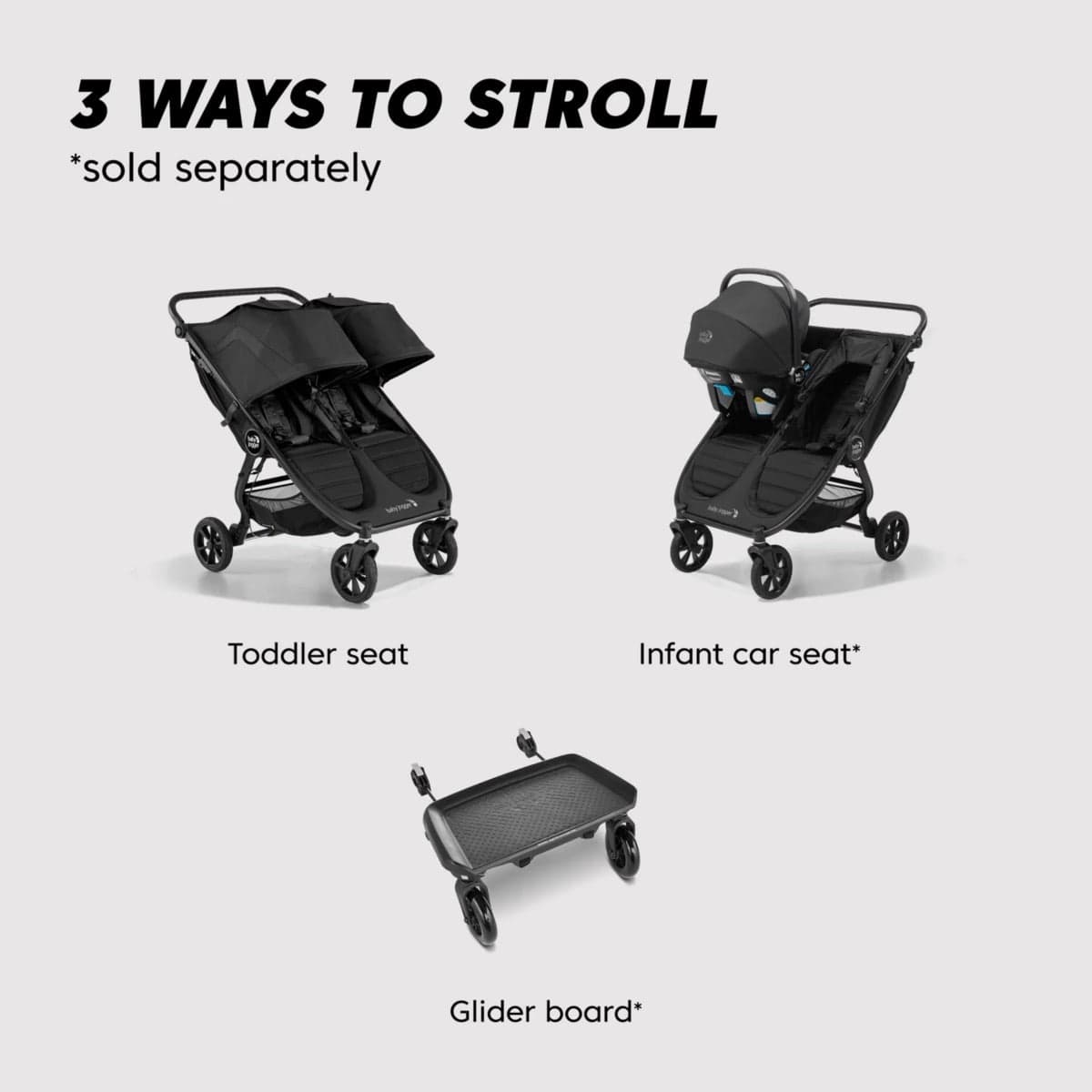 Baby Jogger City Mini GT2 Side by Side Double Stroller, All-Terrain Package - Jet