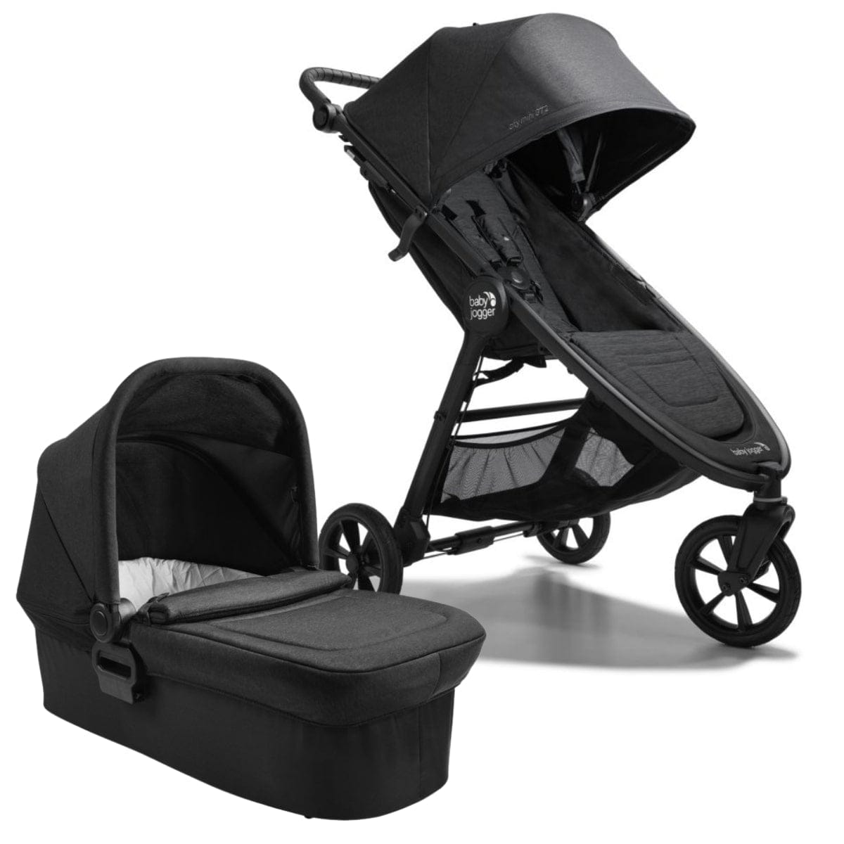 Baby Jogger City Mini GT2 Single Stroller + Pram Bundle - Opulent Black - 2153358-2149771