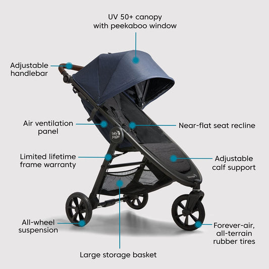 Baby Jogger City Mini GT2 Single Stroller - Storm Blue - 2153371