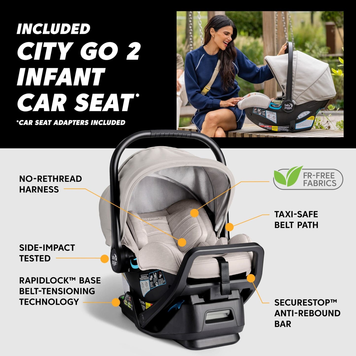 Baby Jogger City Mini GT3 Travel System - Frosted Ivory - 2232243
