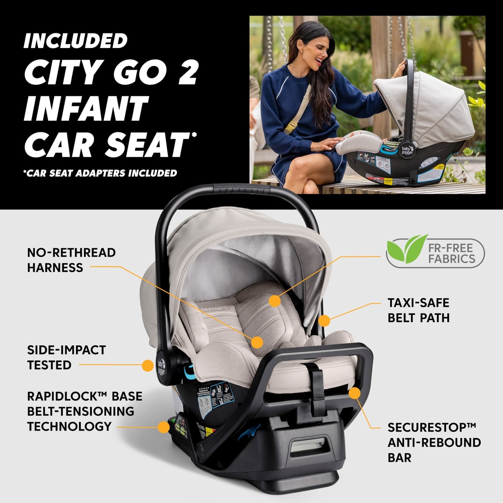 Baby Jogger City Mini GT3 Travel System - Frosted Ivory - 2232243