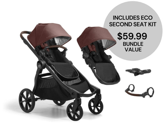 Baby Jogger City Select 2 Double Stroller Bundle - Eco Collection - Pure Mulberry - 2149336-2149904