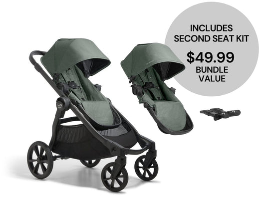 Baby Jogger City Select 2 Double Stroller Bundle - Flint Sage