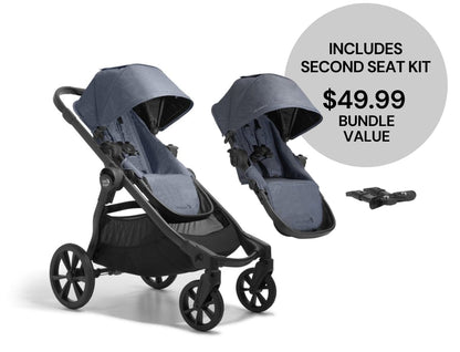 Baby Jogger City Select 2 Double Stroller Bundle - Peacoat Blue - 2148570-2149817