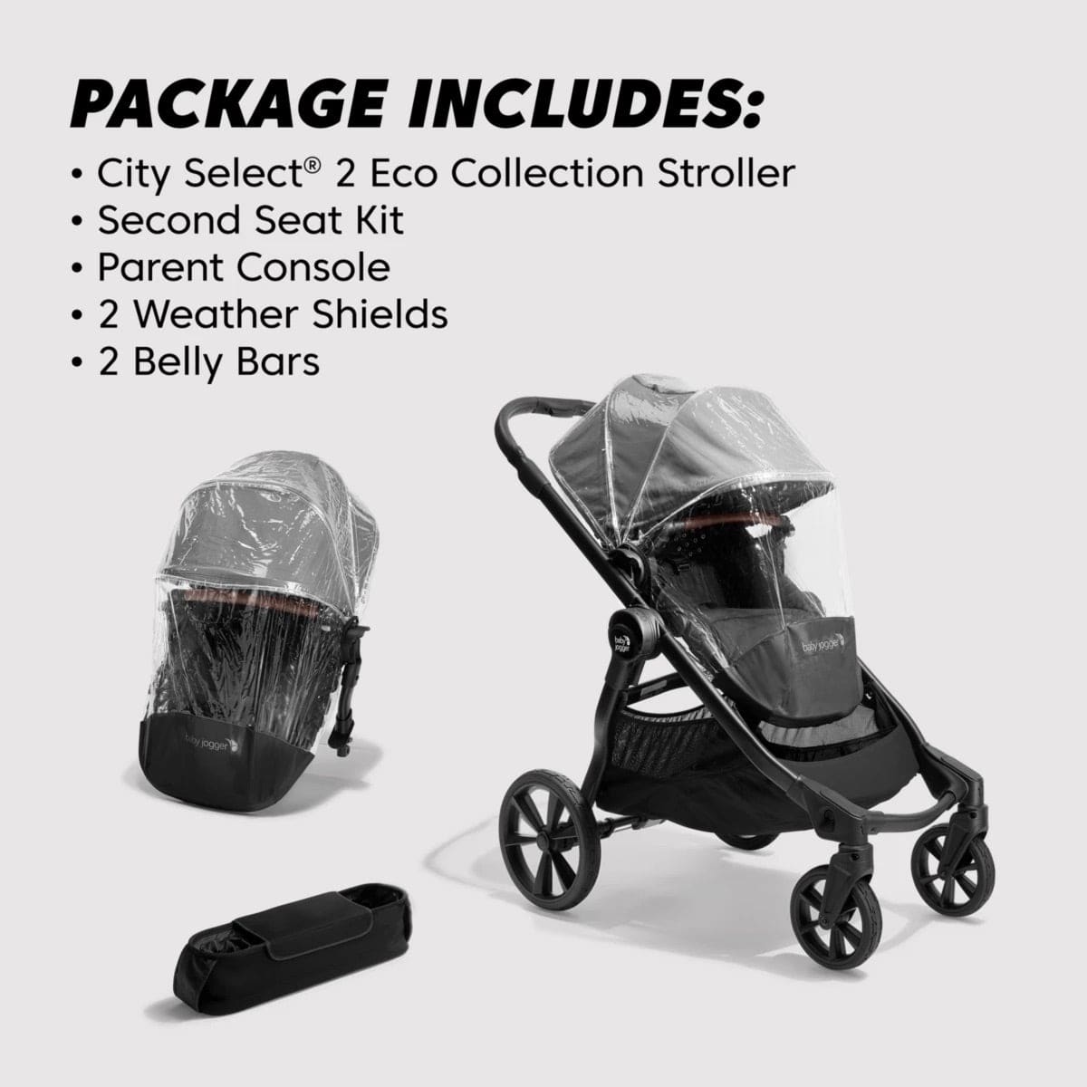 Baby Jogger City Select 2 Double Stroller, Sibling Essentials Package