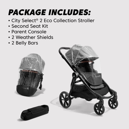 Baby Jogger City Select 2 Double Stroller, Sibling Essentials Package - Harbor Grey - 2175472