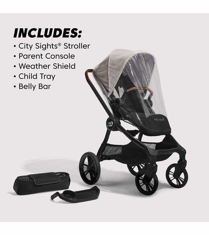 Baby Jogger City Sights + City GO 2 Travel System + Accessory Bundle - Frosted Ivory / Slate - 2170773-2082708