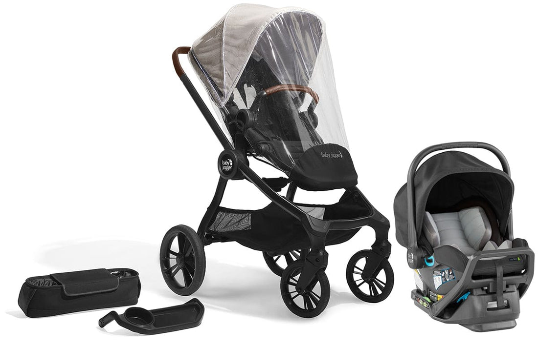 Baby Jogger City Sights + City GO 2 Travel System + Accessory Bundle - Frosted Ivory / Slate - 2170773-2082708