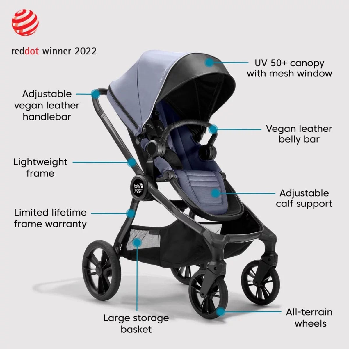 Baby Jogger City Sights Stroller - Commuter Bundle with Antimicrobial Fabric - 2175523