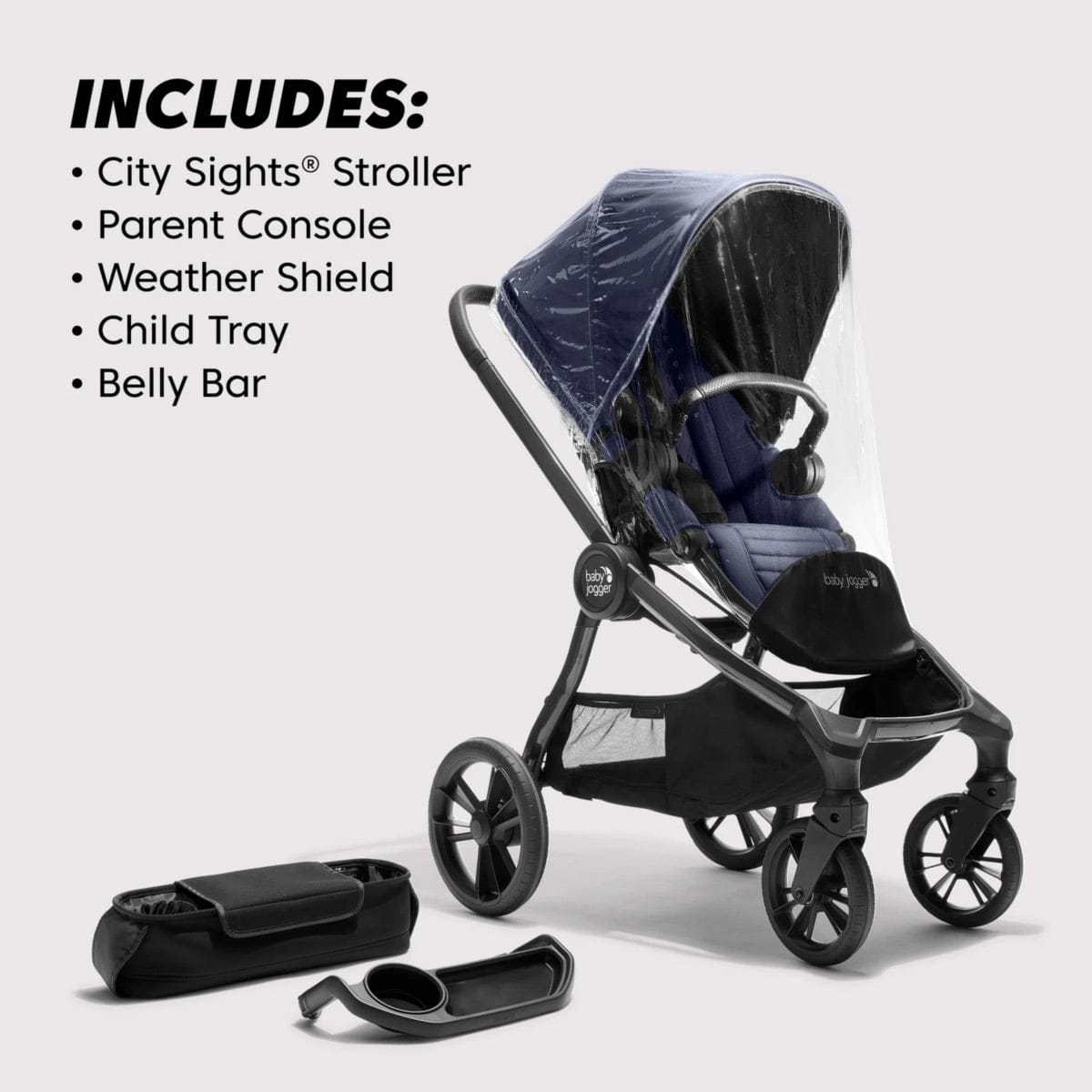 Baby Jogger City Sights Stroller, Commuter Bundle With Antimicrobial Fabric