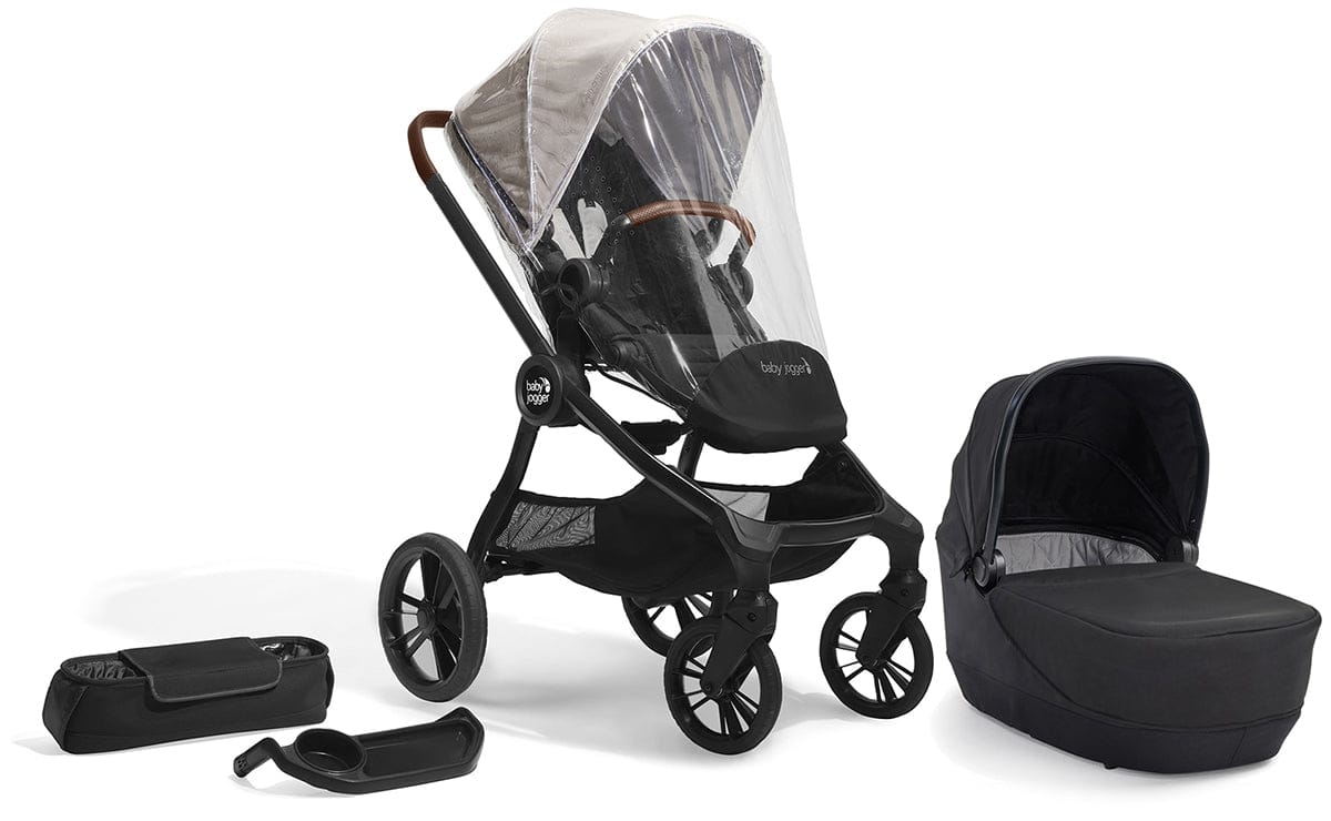 Baby Jogger City Sights Stroller + Pram + Accessory Bundle - Frosted Ivory / Rich Black - 2170773-2170771