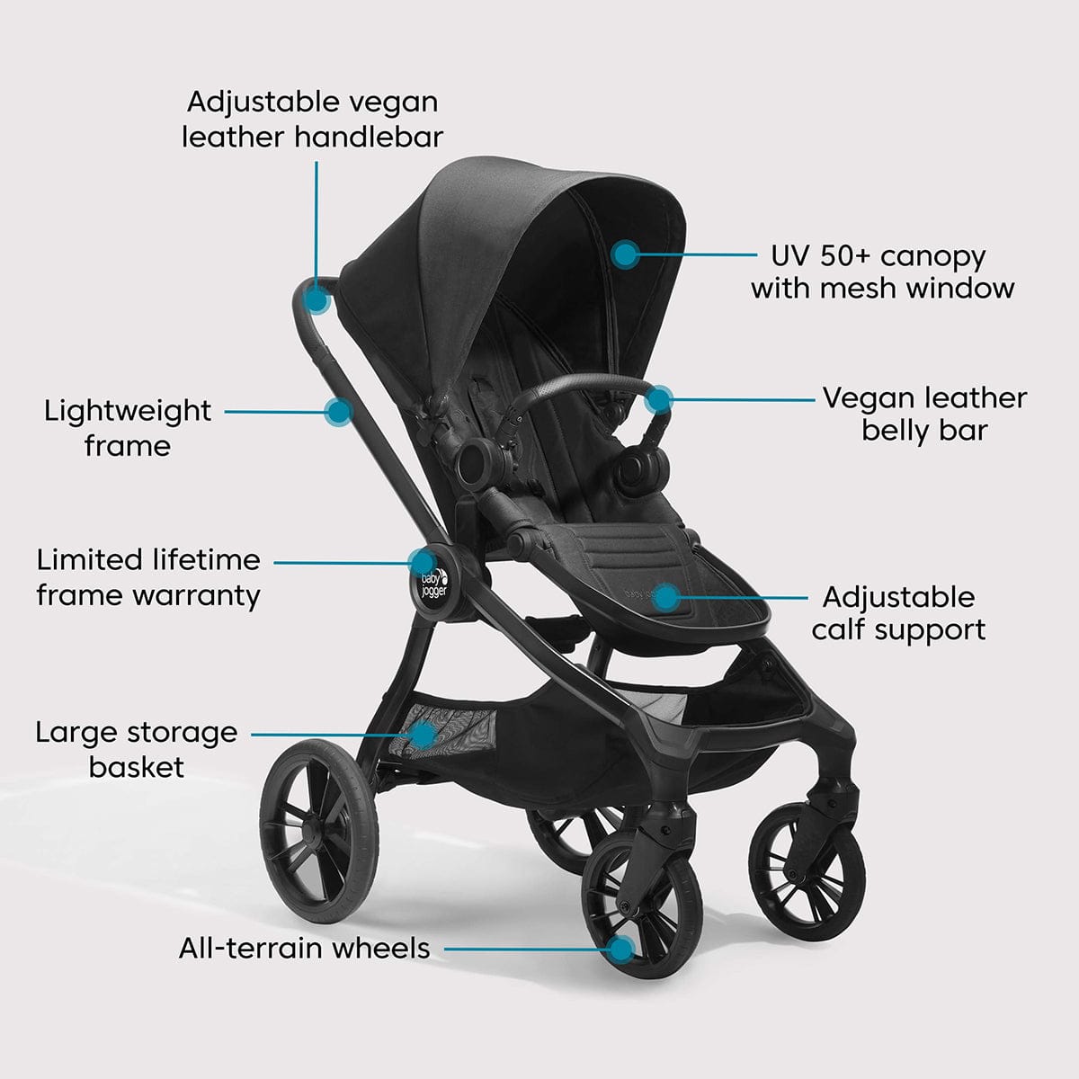 Baby Jogger City Sights Stroller + Pram Bundle - Rich Black - 2170572-2170771