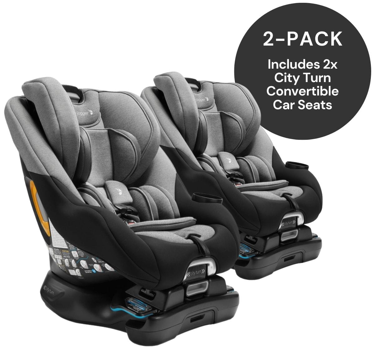 Baby Jogger City Turn Rotating Convertible Car Seat (2 Pack) - Onyx Black - 2PK-2159784