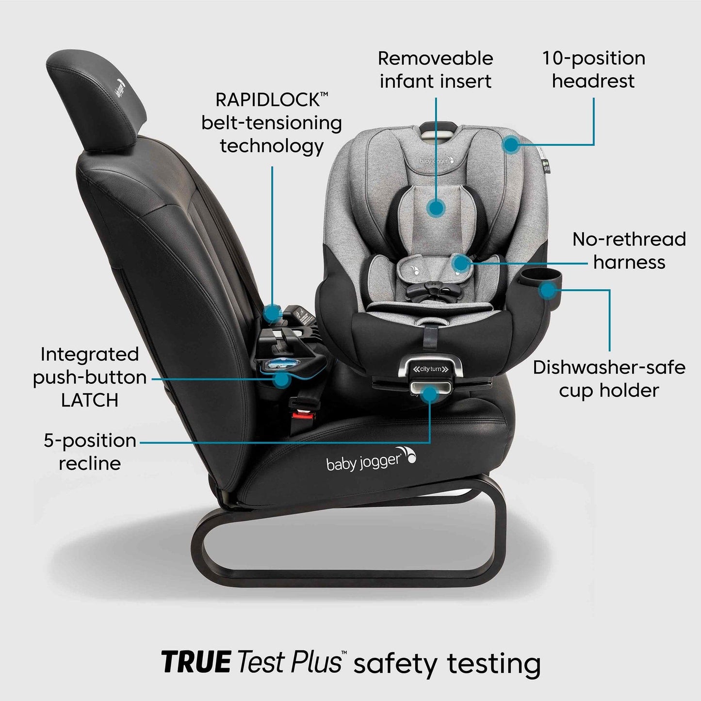 Baby Jogger City Turn Rotating Convertible Car Seat - Onyx Black - 2223224