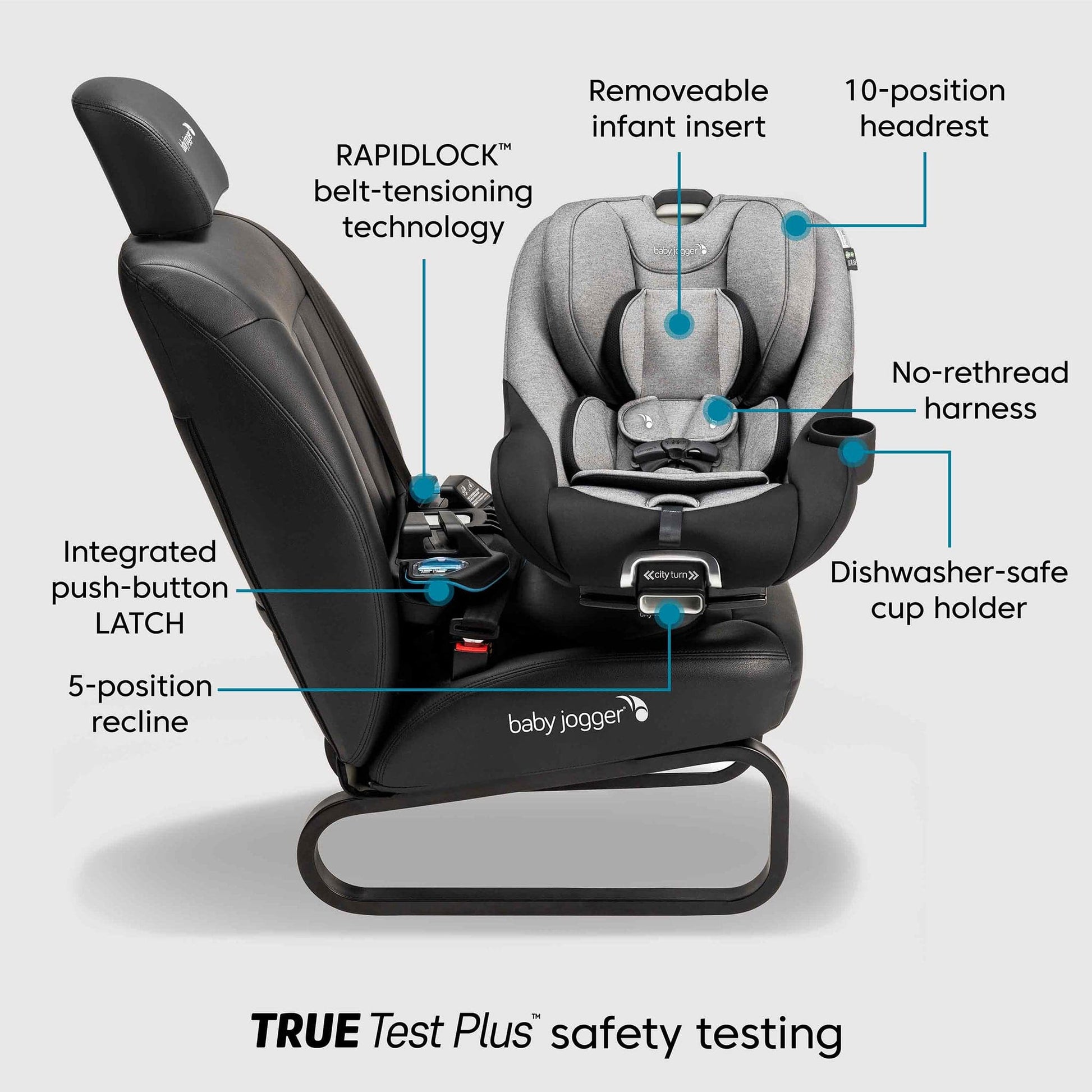 Baby Jogger City Turn Rotating Convertible Car Seat - Onyx Black - 2223224