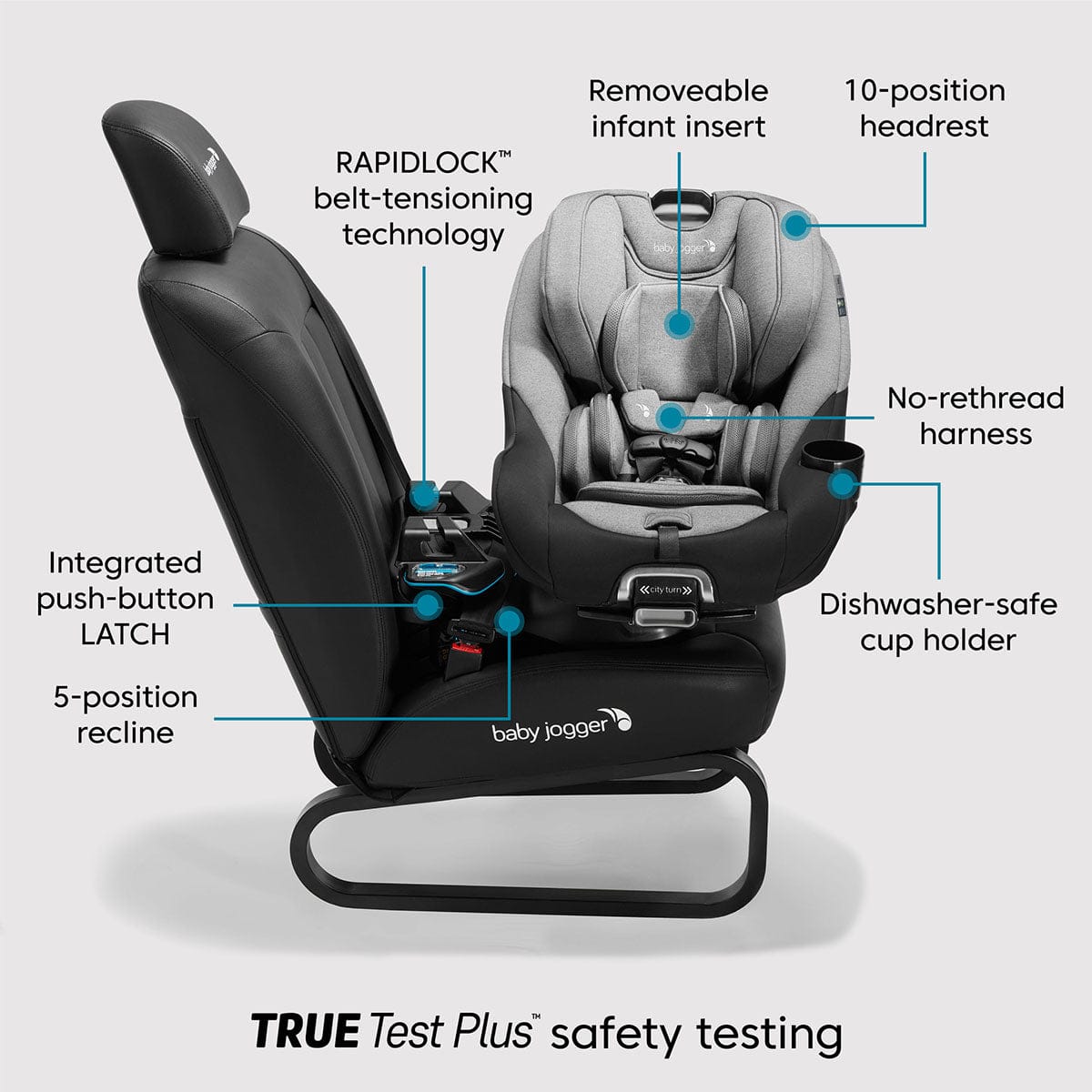 Baby Jogger City Turn Rotating Convertible Car Seat - Paloma Greige - 2159786