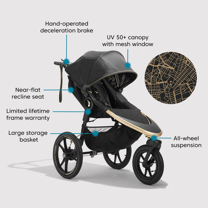 Baby Jogger Summit X3 Jogging Stroller + Deluxe Pram Bundle - City Royalty / Lunar Black - 2180866-2149948