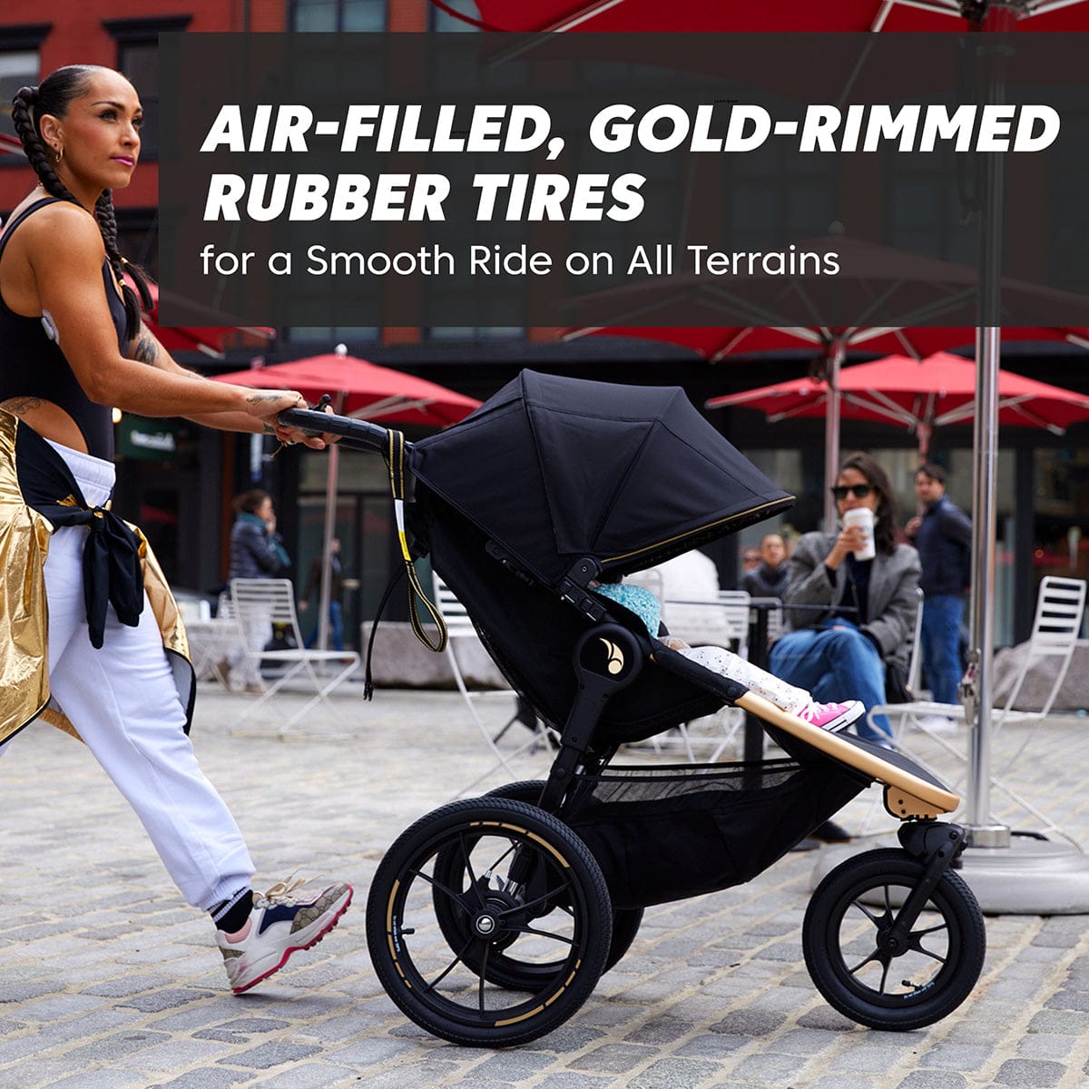 Baby Jogger Summit X3 Jogging Stroller + Deluxe Pram Bundle - City Royalty / Lunar Black - 2180866-2149948