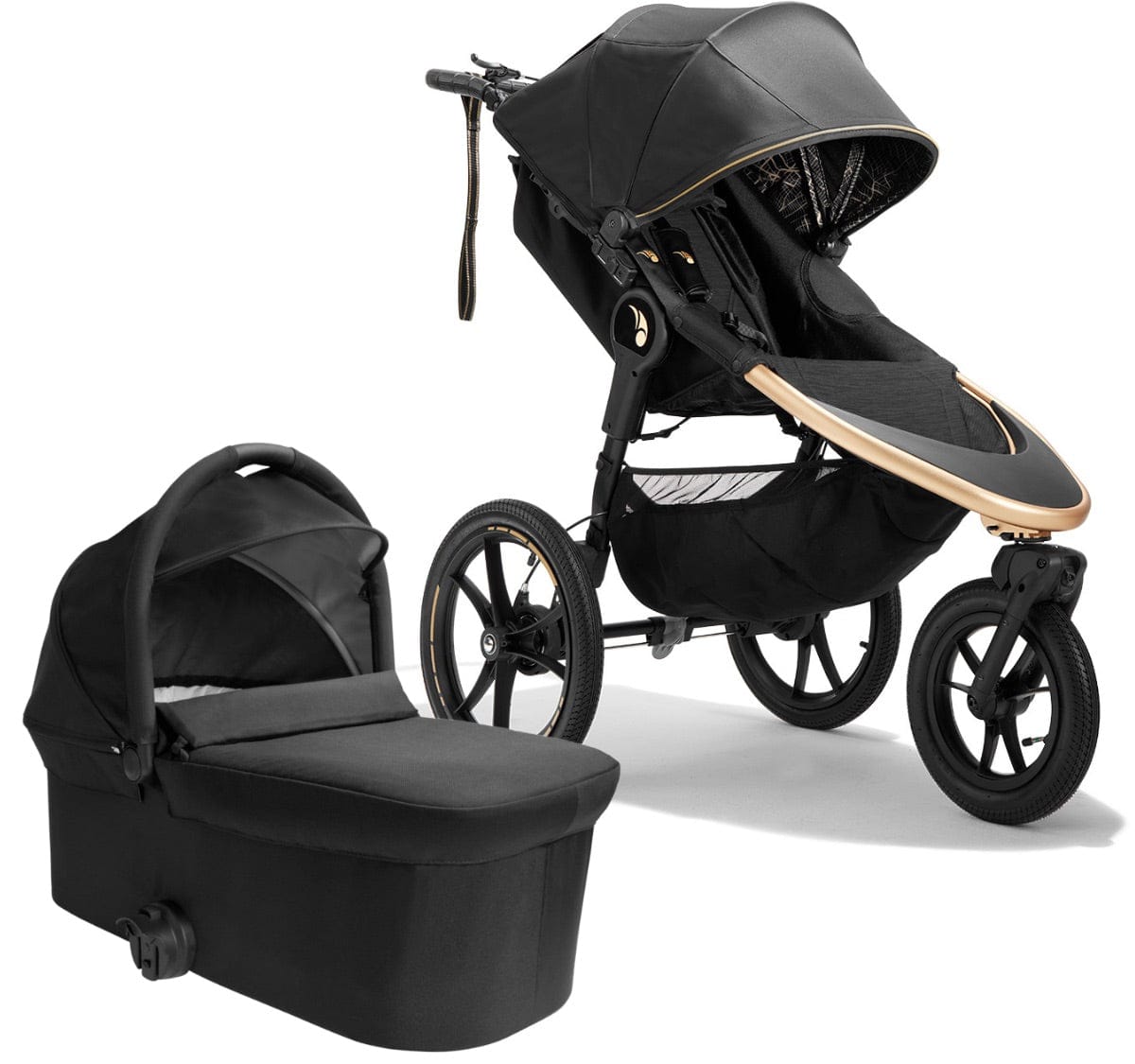 Baby Jogger Summit X3 Jogging Stroller + Deluxe Pram Bundle - City Royalty / Lunar Black - 2180866-2149948