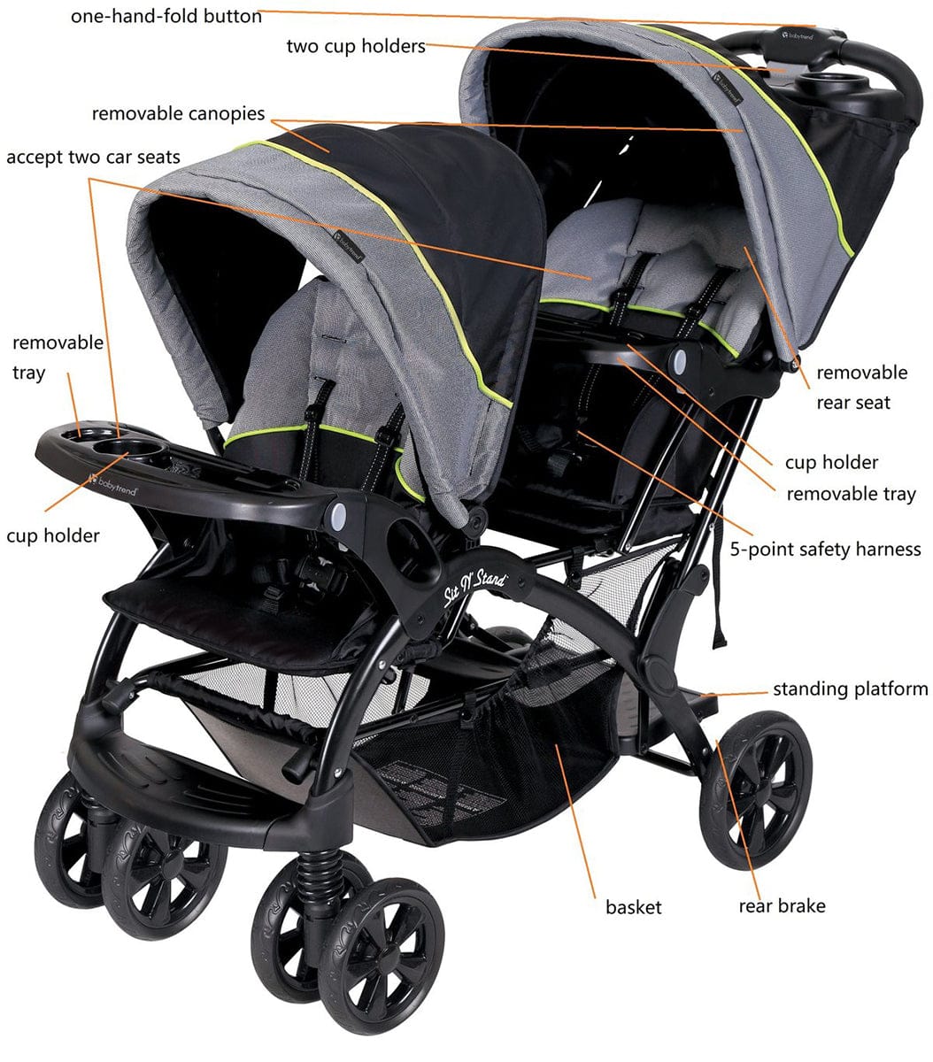 Baby Trend Sit N' Stand Double Stroller - Pistachio - SS76430