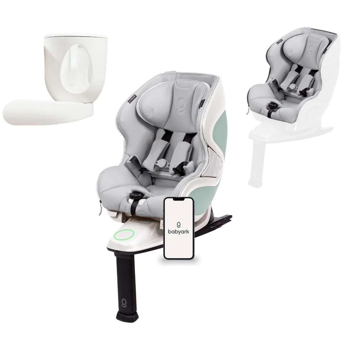 Babyark Smart Convertible Car Seat + Exta Cover + Cup Holder Foodie Bundle - Eggshell White / Glacier Ice - FOODIE-G011011010-06-03