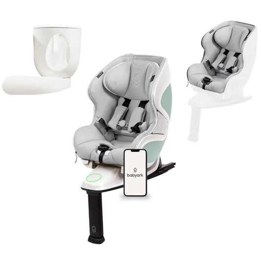 Babyark Smart Convertible Car Seat + Exta Cover + Cup Holder Foodie Bundle - Eggshell White / Glacier Ice - FOODIE-G011011010-06-03
