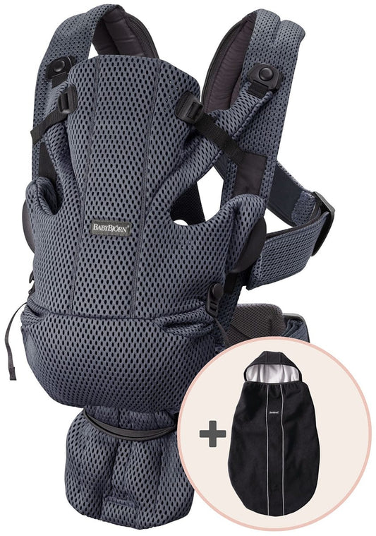 BabyBjorn Baby Carrier Free, 3D Mesh + Cover Bundle - Anthracite / Black - 610081US