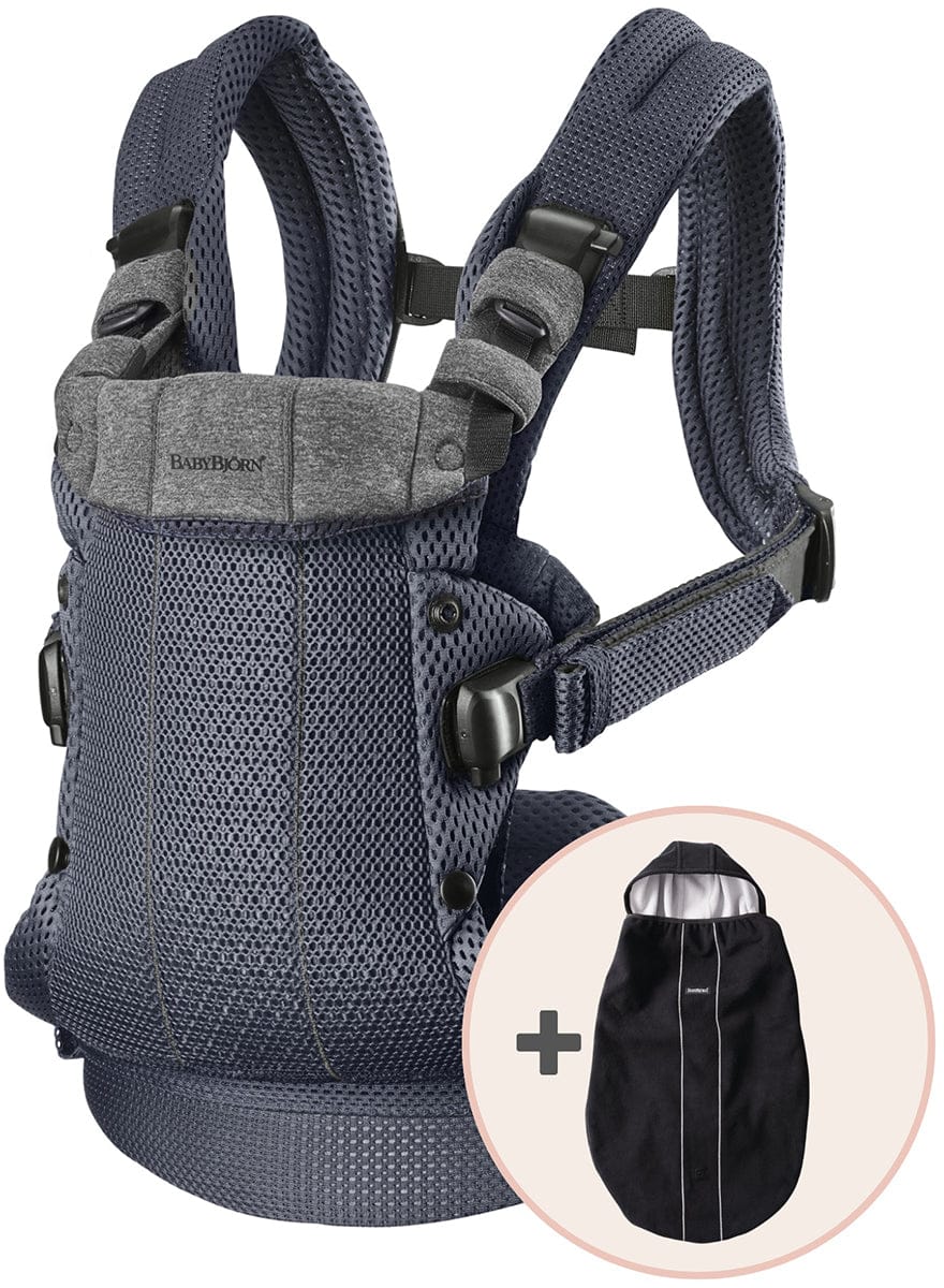 BabyBjörn Baby Carrier Harmony, 3D Mesh + Cover Bundle - Anthracite / Black - 610084US-B