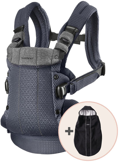 BabyBjörn Baby Carrier Harmony, 3D Mesh + Cover Bundle - Anthracite / Black - 610084US-B
