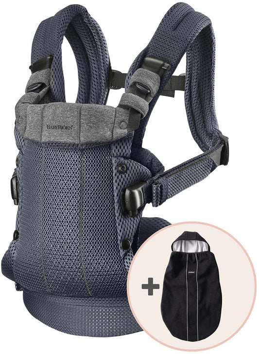 BabyBjörn Baby Carrier Harmony, 3D Mesh + Cover Bundle - Anthracite / Black - 610084US-B