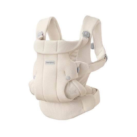 Beige BabyBjörn baby carrier made of mesh fabric