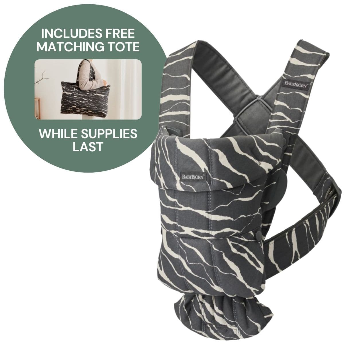 BabyBjorn Baby Carrier Mini, Cotton - Anthracite / Landscape - 21027-032027A