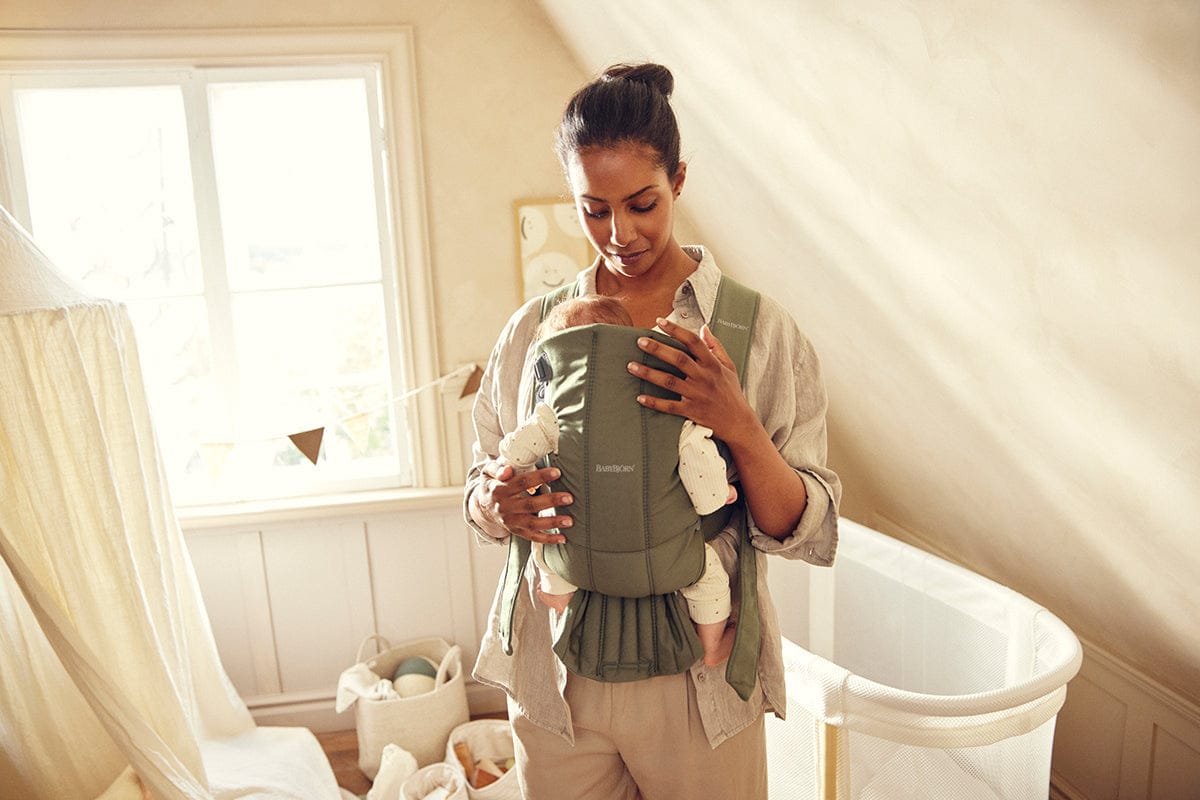 BabyBjörn Baby Carrier Mini, Woven - Dark Green - 021040US